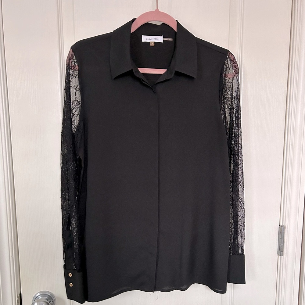 Calvin Klein Blouse with Lace Sleeves